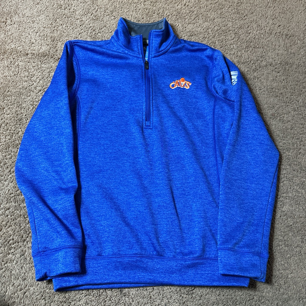 Adidas Cleveland Cavs Blue 1/4 Zip Pullover Sweatshirt Men’s Small
